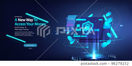 Banking credit card and a futuristic hologram with a contract Banking credit card and a futuristic hologram with a contract 96279252