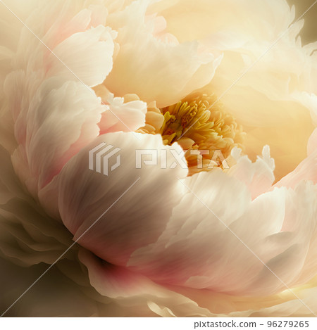 Closeup of peony flower. Pastel peony flower in bloom. Closeup of peony flower. Pastel peony flower in bloom. 96279265