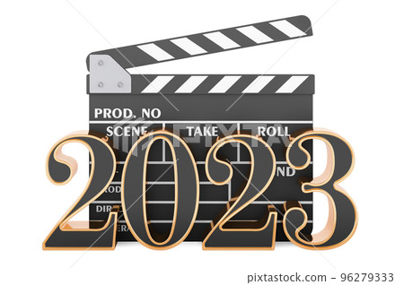 2023 cinema with clapperboard concept, 3D rendering 96279333