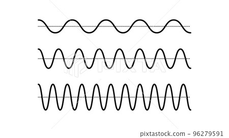 Sinusoid signals set. Black curve sound waves collection. Voice or music audio concept. Pulse lines. Electronic radio signals with different frequency and amplitude. Sinusoid signals set. Black curve sound waves collection. Voice or music audio concept. Pulse lines. Electronic radio signals with different frequency and amplitude. 96279591