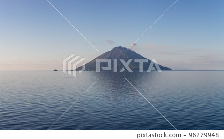 Stromboli Island with an Active Volcano in Tyrrhenian Sea. Italy. Nature Background Panorama Stromboli Island with an Active Volcano in Tyrrhenian Sea. Italy. Nature Background Panorama 96279948