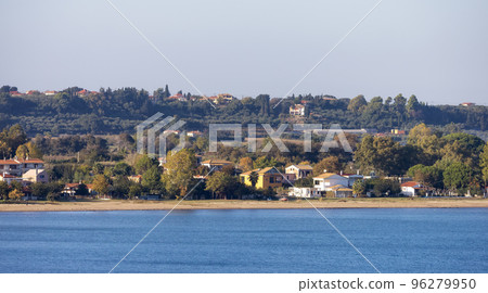 Residential Homes by the beach on Ionian Sea in a small touristic Town. Katakolo, Greece. Residential Homes by the beach on Ionian Sea in a small touristic Town. Katakolo, Greece. 96279950