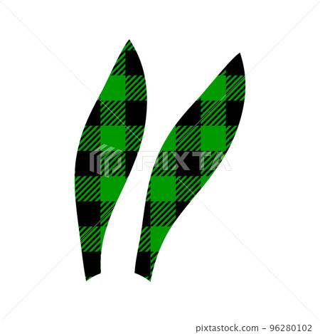 Bunny ears silhouette with green and black checkered buffalo pattern. Cute rabbit headband with gingham print for Easter or New year celebration isolated on white background Bunny ears silhouette with green and black checkered buffalo pattern. Cute rabbit headband with gingham print for Easter or New year celebration isolated on white background 96280102