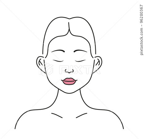 Facial massage. Facial skin care at home. Beautiful girl applies cream, tonic, gel on the skin. 96280367