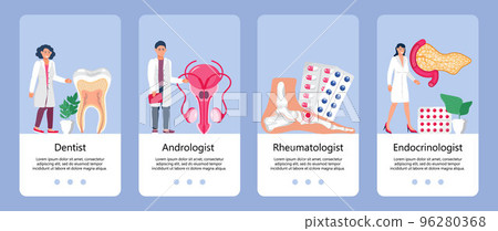 Andrologist treats the prostate. Medical story app. The dentist treats caries and pulpitis. 96280368