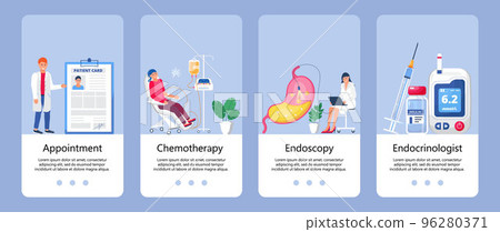 Endoscopy concept vector. patient chemotherapy. A device for measuring sugar. Endoscopy concept vector. patient chemotherapy. A device for measuring sugar. 96280371