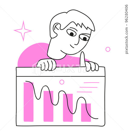 Graph decline vector in doodle style. Bad business plan. Falling income. Business closure. Economic crisis, crash in line style. Graph decline vector in doodle style. Bad business plan. Falling income. Business closure. Economic crisis, crash in line style. 96280406