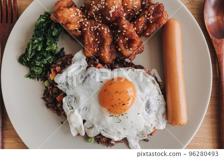 American Fried Rice popular Thai food of Fried rice with egg and sausage 96280493