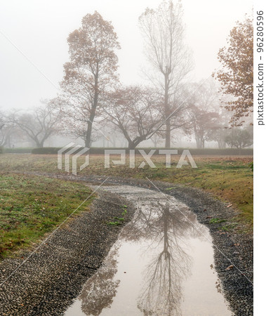 Mito City, Ibaraki Prefecture Morning at Lake Senba in heavy fog Mito City, Ibaraki Prefecture Morning at Lake Senba in heavy fog 96280596