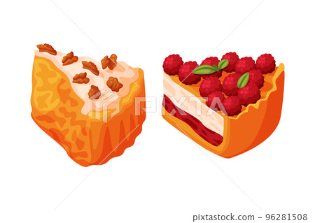 Cut Piece of Baked Pie with Sweet Creamy Filling and Shortcrust Pastry Vector Set Cut Piece of Baked Pie with Sweet Creamy Filling and Shortcrust Pastry Vector Set 96281508