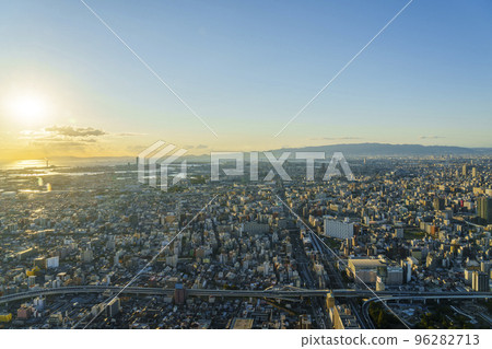 View from Osaka Abeno Harukas Beautiful sunset 96282713