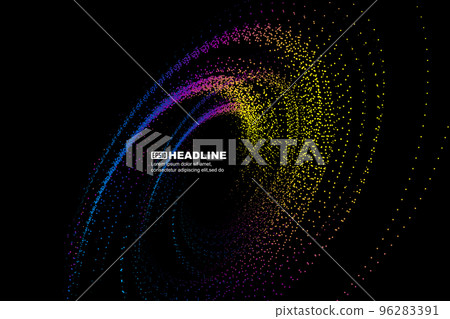 Colorful spiral particles and lines, communication technology background. Colorful spiral particles and lines, communication technology background. 96283391
