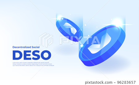 Decentralized Social (DESO) coin cryptocurrency concept banner background. 96283657