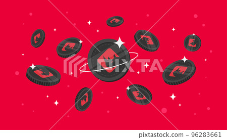 BinaryX (BNX) coins falling from the sky. BNX cryptocurrency concept banner background. BinaryX (BNX) coins falling from the sky. BNX cryptocurrency concept banner background. 96283661