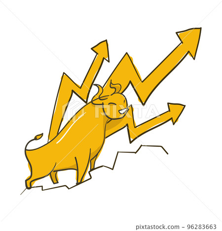 Stock exchange market bulls metaphor. Growing, rising up stock price. Trading business concept. 96283663
