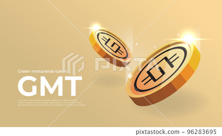 Green metaverse token (GMT) coin cryptocurrency concept banner background. Green metaverse token (GMT) coin cryptocurrency concept banner background. 96283695