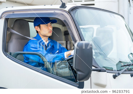 Irritated male driver delivery staff 96283791