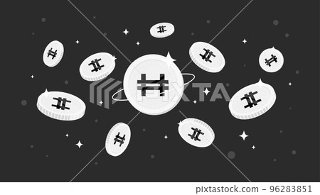 Hashflow (HFT) coins falling from the sky. HFT cryptocurrency concept banner background. Hashflow (HFT) coins falling from the sky. HFT cryptocurrency concept banner background. 96283851