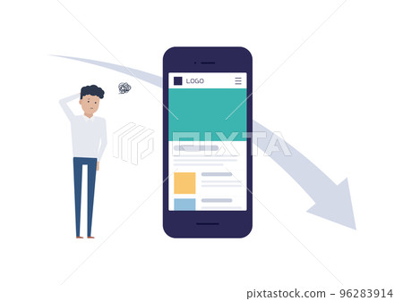 Illustration material of a man who is in trouble because he did not get results even though he made a website Illustration material of a man who is in trouble because he did not get results even though he made a website 96283914