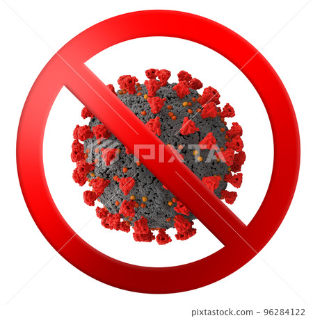 Signal of no access for covid-19 virus. Isolated on white background.3d rendering Signal of no access for covid-19 virus. Isolated on white background.3d rendering 96284122