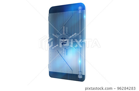 Safe cellphone from hacker attack like a strongbox. 3D Rendering 96284283
