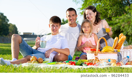 Happy family on picnic 96284433