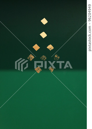 Traces of prayers pasted with gold leaf on the walls of Southeast Asian temple chapels remind us of the various thoughts of worshipers. 96284949