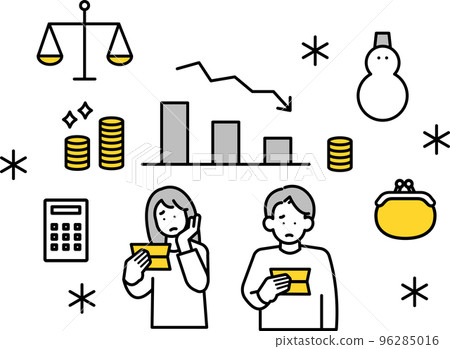 Illustration material set imagining a recession Illustration material set imagining a recession 96285016