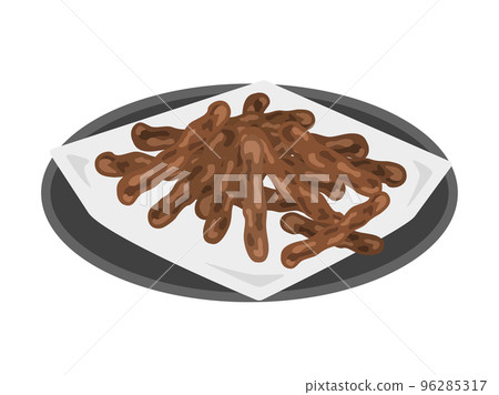 Illustration of karinto served on a plate 96285317