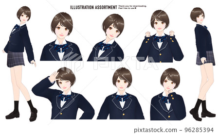 穿制服動漫/漫畫風格插圖集的女孩 96285394