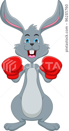 cute rabbit boxing cartoon on white background cute rabbit boxing cartoon on white background 96285760