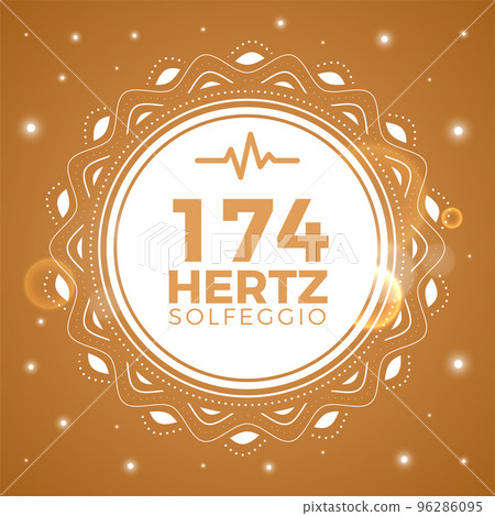 Beautiful Emblem of 174 Hertz. Solfeggio Frequency. Isolated Vector Illustration 96286095