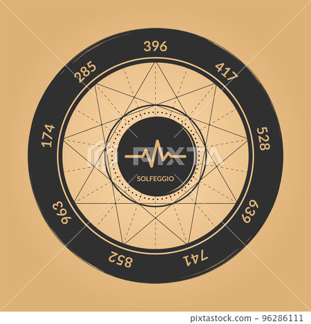 The Nine Hertz of Solfeggio. Solfeggio Chart in brown Background 96286111