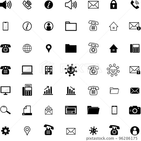 Telephone / contact simple illustration icon set Telephone / contact simple illustration icon set 96286175