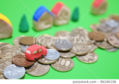 Clay car driving on a coin gravel road 96286196