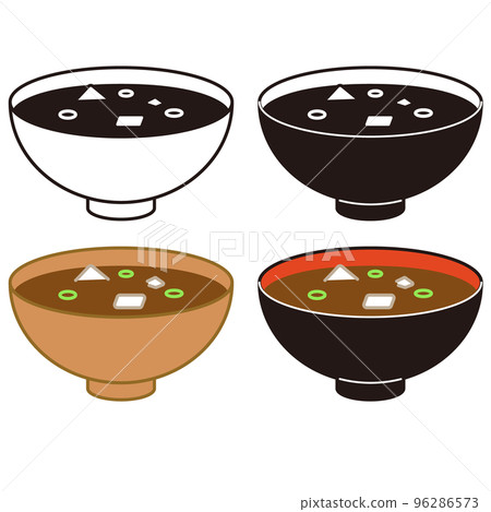 Miso soup icon illustration set 96286573