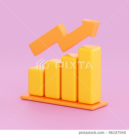 3d bar graph chart. Investment, money growth, banking, payment, business and finance concept. Realistic 3d high quality render 96287048