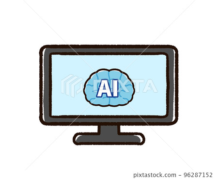 Image of artificial intelligence AI reflected on the monitor 96287152