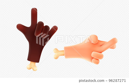 3d render hand gestures black and white palms 96287271