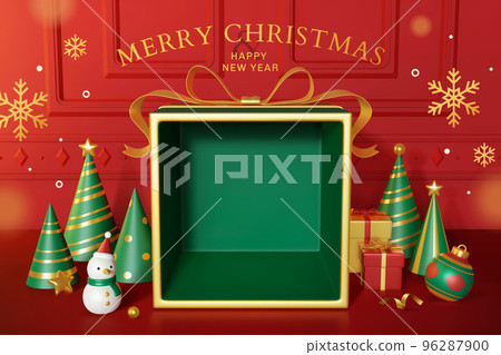 Red Christmas gift box banner 96287900