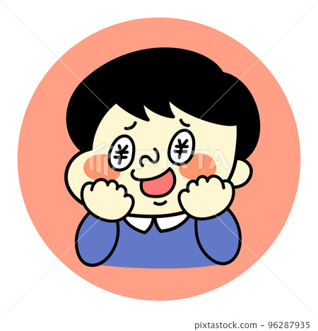 想著錢的漫畫男角色插畫素材 96287935