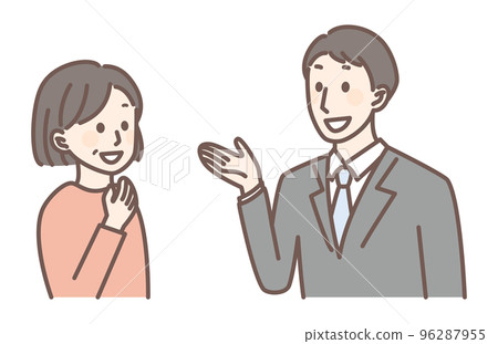 Middle-aged woman talking to a salesman 96287955