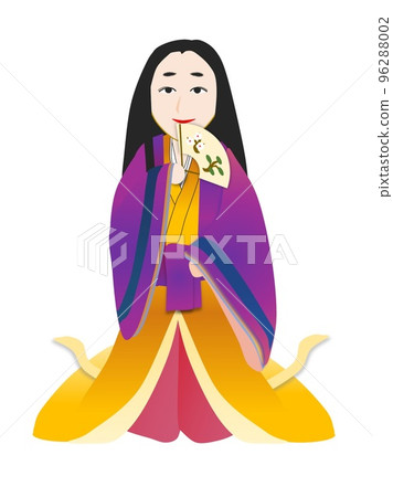 穿著和服手拿扇子的平安時代女性插畫 96288002