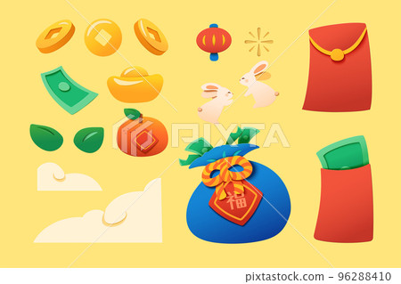 Papercut style CNY elements Papercut style CNY elements 96288410