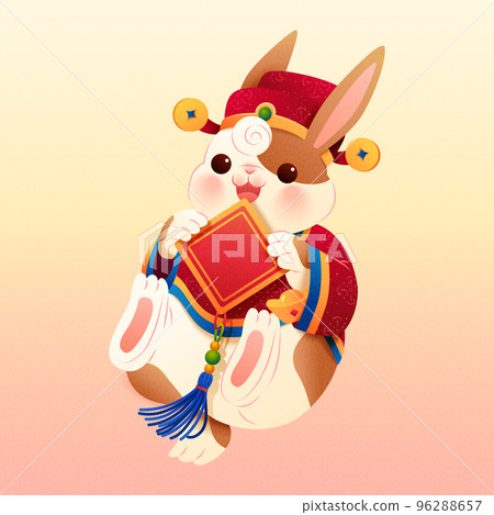 Cute rabbit in traditional costume 96288657