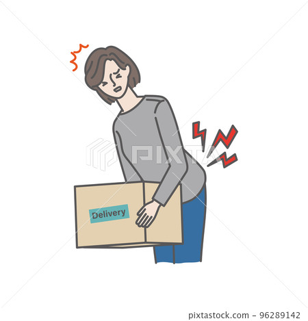 A woman who lifts luggage and hurts her back 96289142