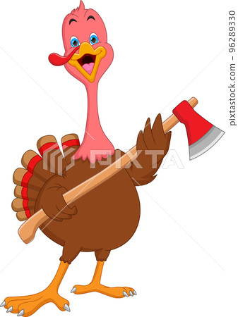 cartoon turkey bird holding axe cartoon turkey bird holding axe 96289330