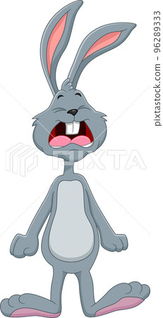 cartoon cute rabbit crying on white background 96289333