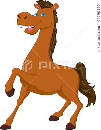 cartoon cute horse on white background 96290130
