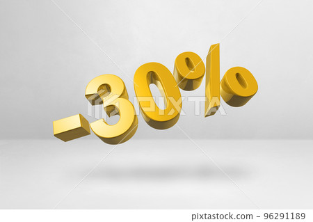 30% off discount offer. 3D illustration isolated on white. Promotional price rate 96291189